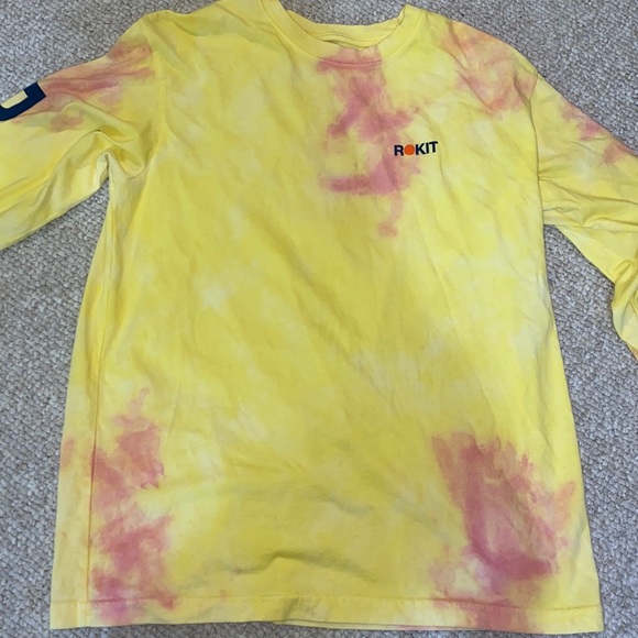 New Rokit Abstract Long Sleeve Yellow Tie-Dye Tee - Picture 2 of 5